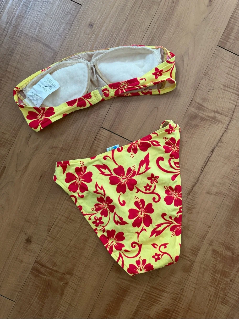 Bandeau Bikini Set with High Cut Bottoms Vintage Y2K S/M